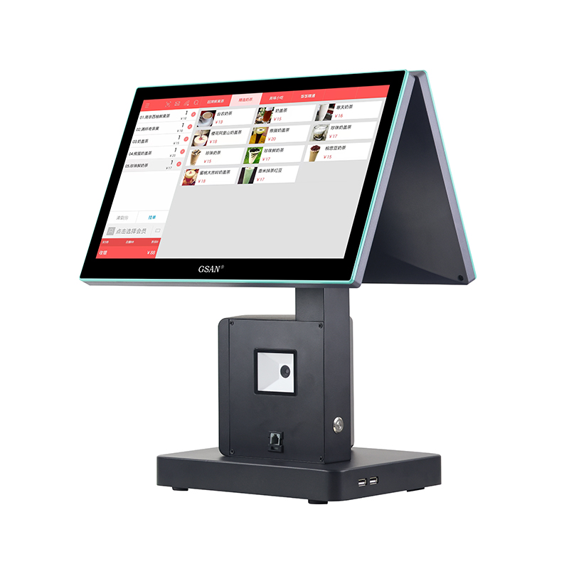 All-in-One-Kassensystem mit kapazitivem Touchscreen und Metallgehäuse, integriertem Drucker und Barcode-Scanner