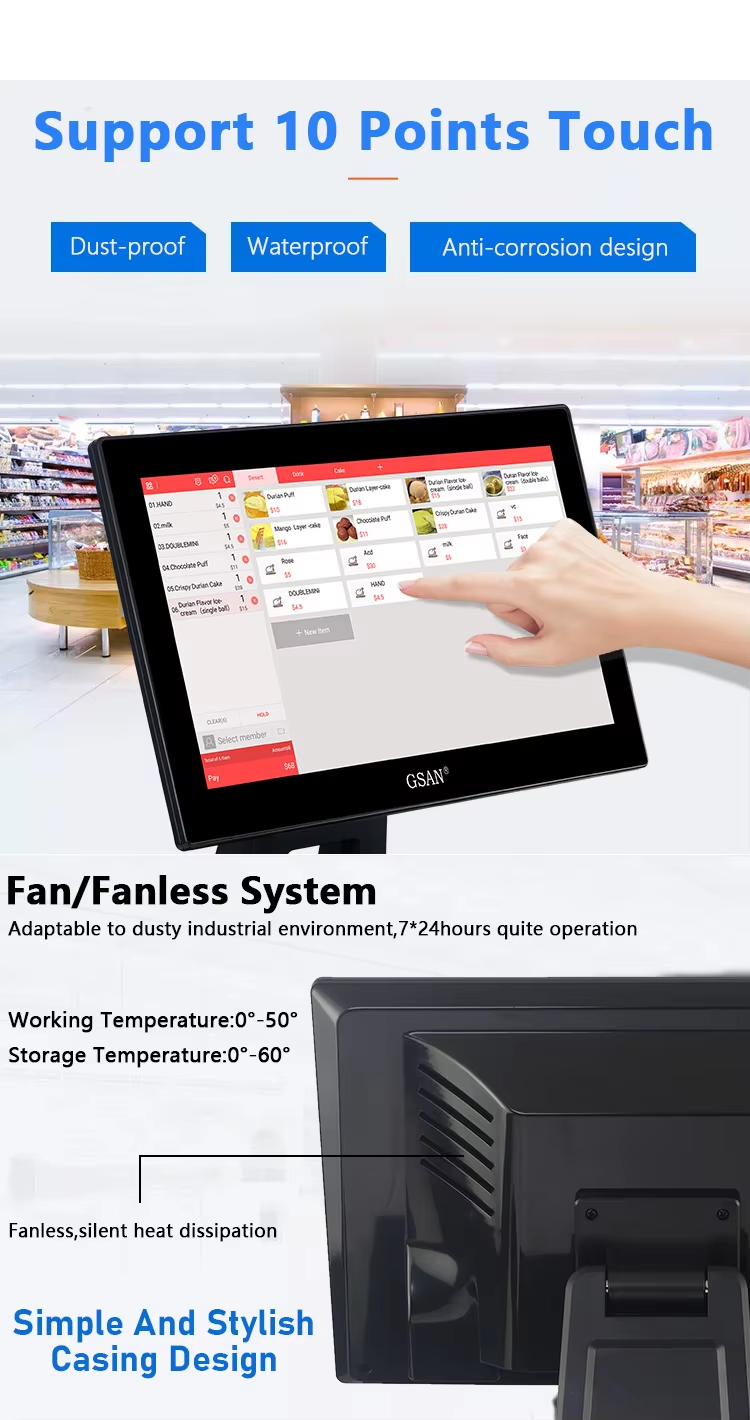 10-Punkte-Kapazitive Touchscreen POS-System 