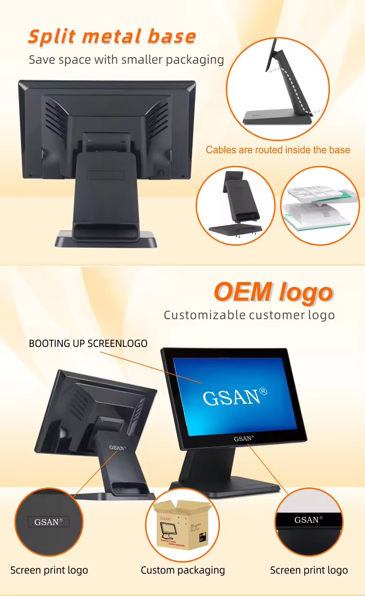 -Metallbasis des Touchscreen -POS -Systems 