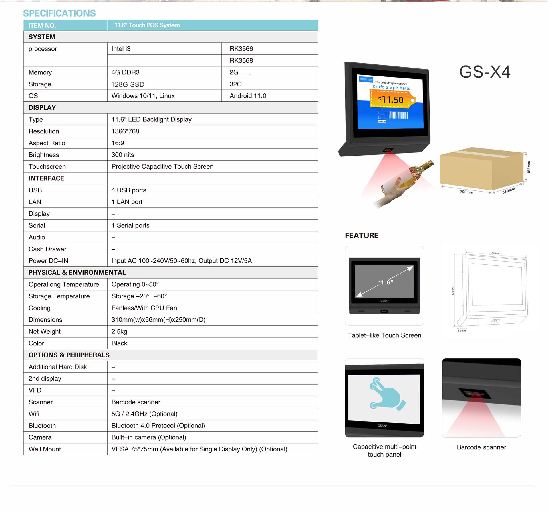 Parameter des Touchscreen-Preisprüfers