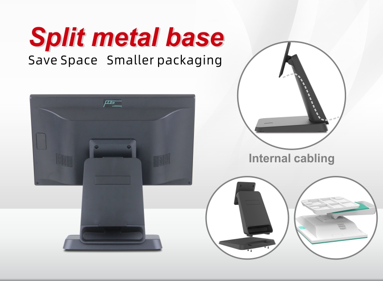 Geteilter Metallsockel des Touch-Monitors