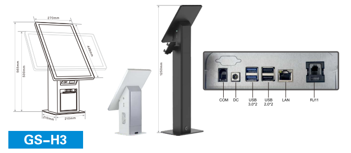 Größe und Schnittstelle des Touchscreen-Kassensystems