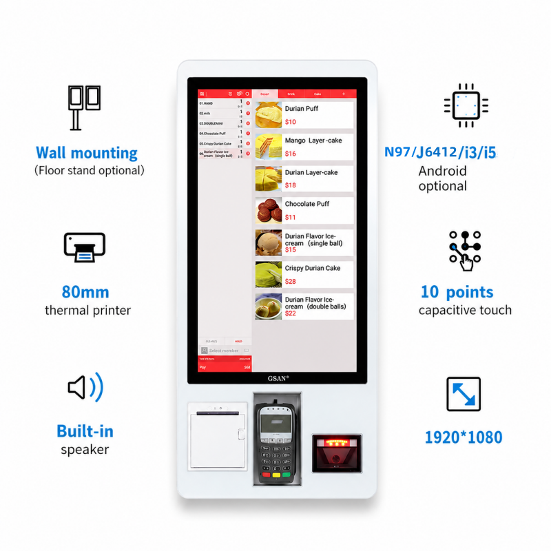 GS-Q1 Supermarkt-Selbstbedienungs-Touch-Zahlungsautomat POS-System-Kiosk