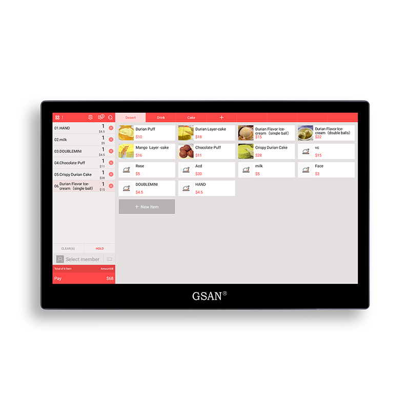 GS-A0 Wandmontiertes 15,6-Zoll-All-in-One-Touch-Kassensystem für kleine Unternehmen