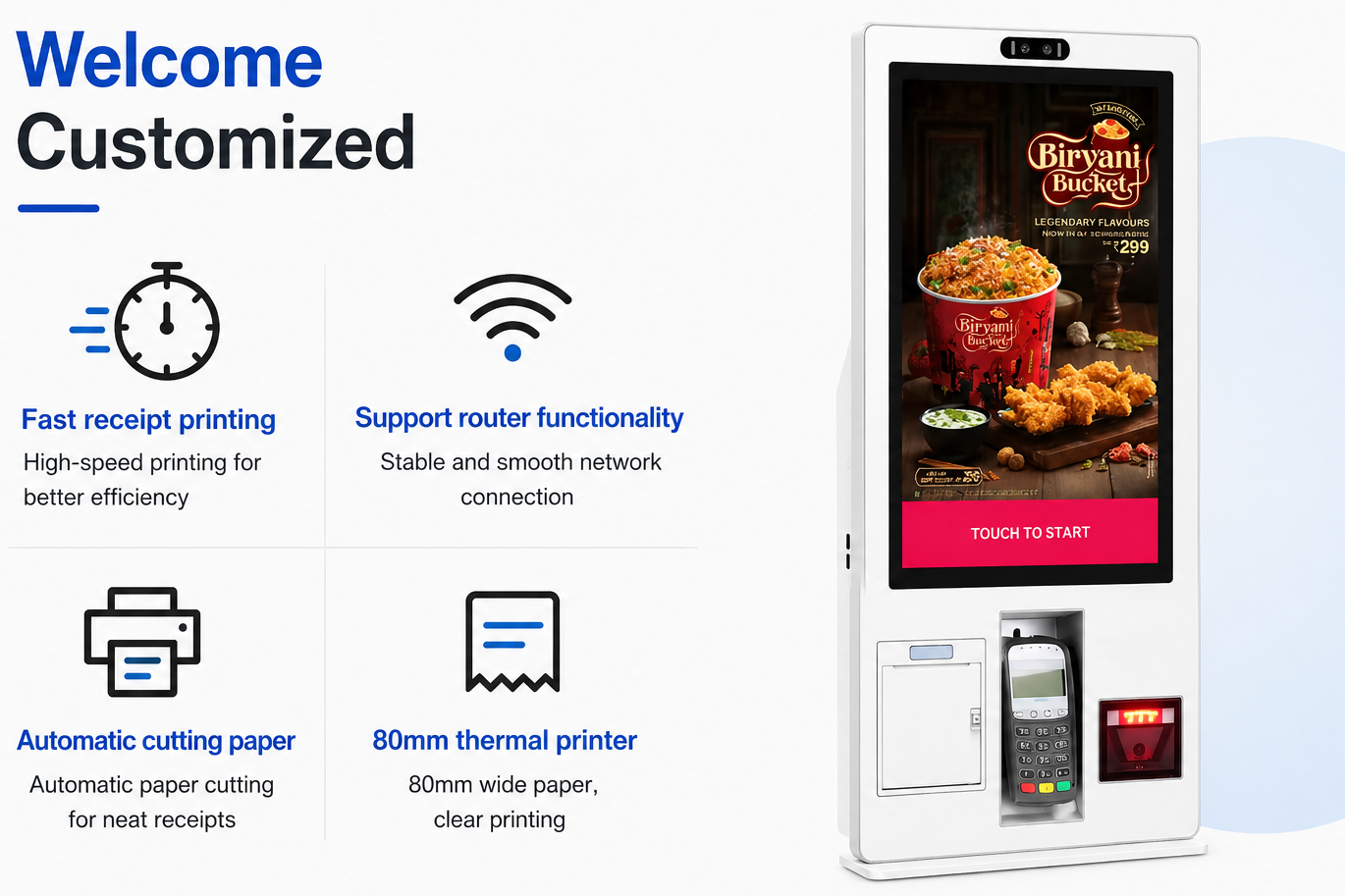 GS-Q1 Supermarkt-Selbstbedienungs-Touch-Zahlungsautomat POS-System-Kiosk